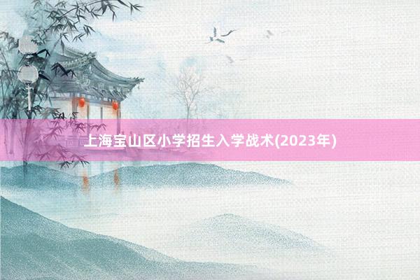 上海宝山区小学招生入学战术(2023年)